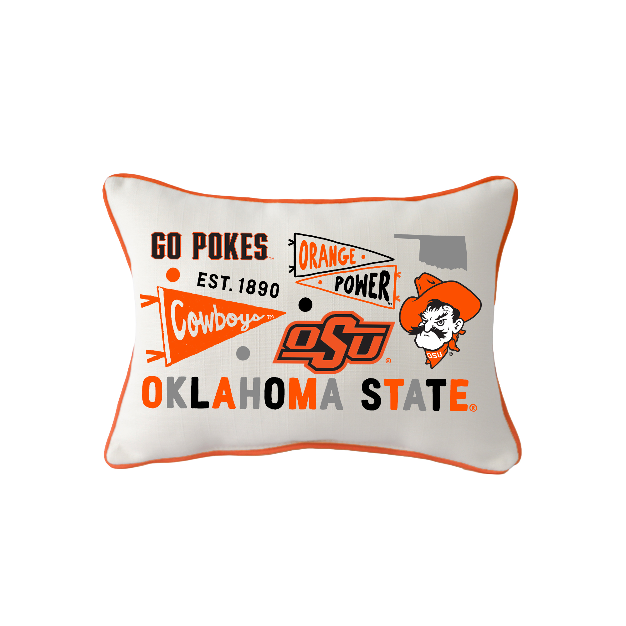 Little Birdie Oklahoma State Cowboys Rectangular Piped Pillow