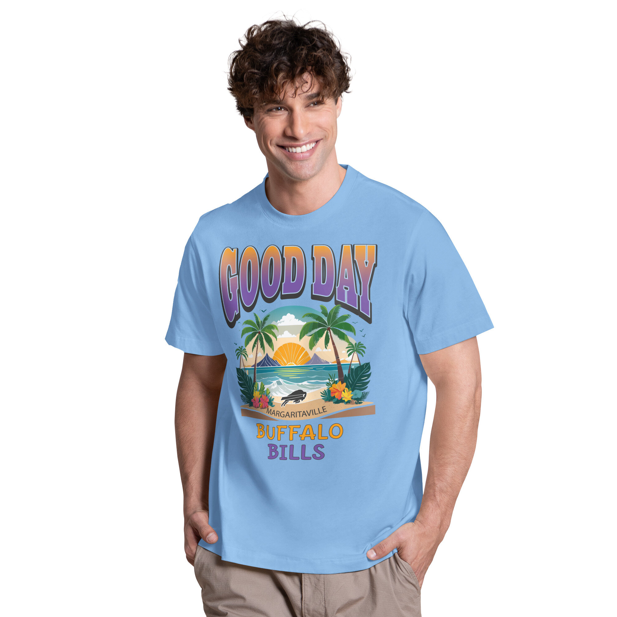 Men's Margaritaville Light Blue Buffalo Bills Good Day T-Shirt