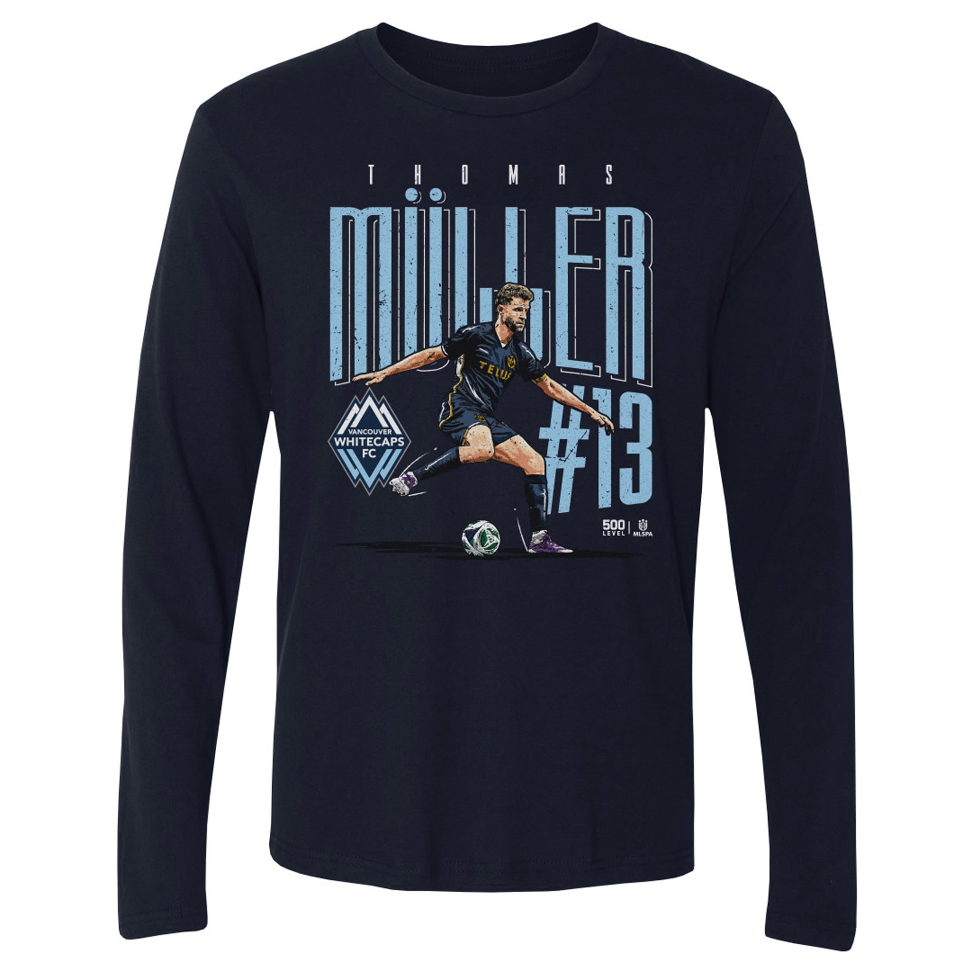Men's 500 Level Thomas Muller Navy Vancouver Whitecaps FC Dash Long Sleeve T-Shirt