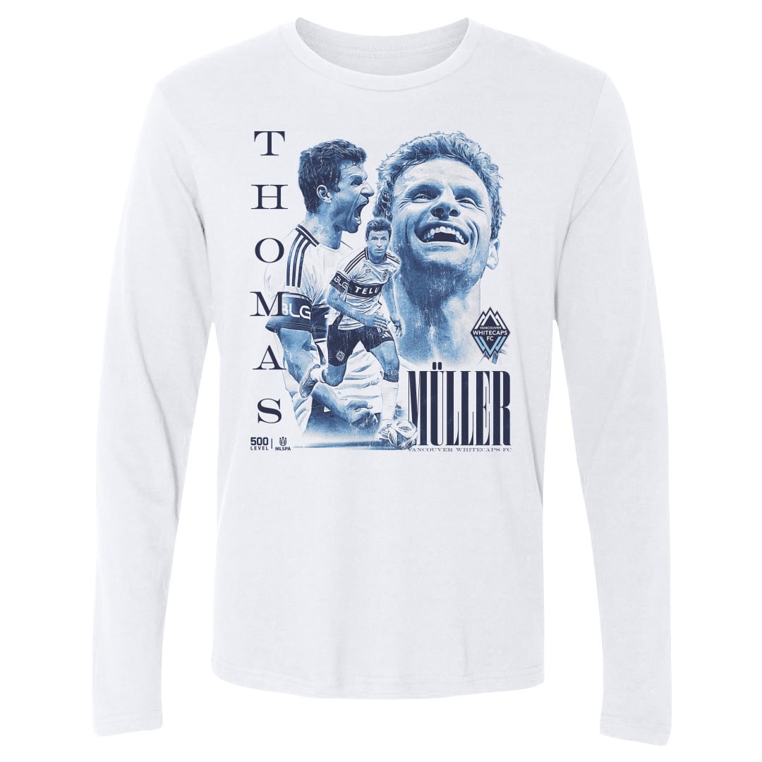 Men's 500 Level Thomas Muller White Vancouver Whitecaps FC Vintage Long Sleeve T-Shirt
