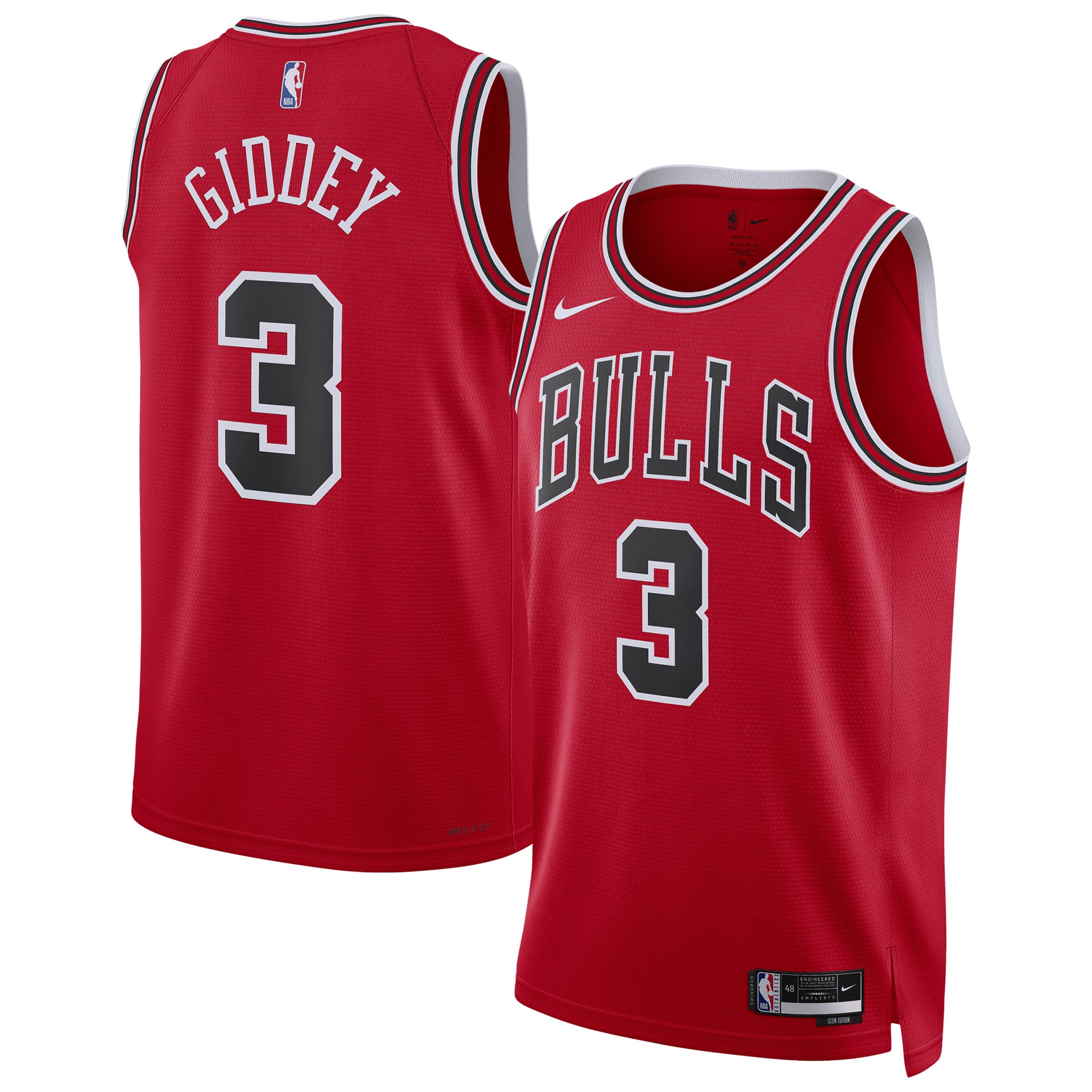 Camiseta Nike Icon Swingman réplica de los Chicago Bulls - Josh Giddey - Unisex