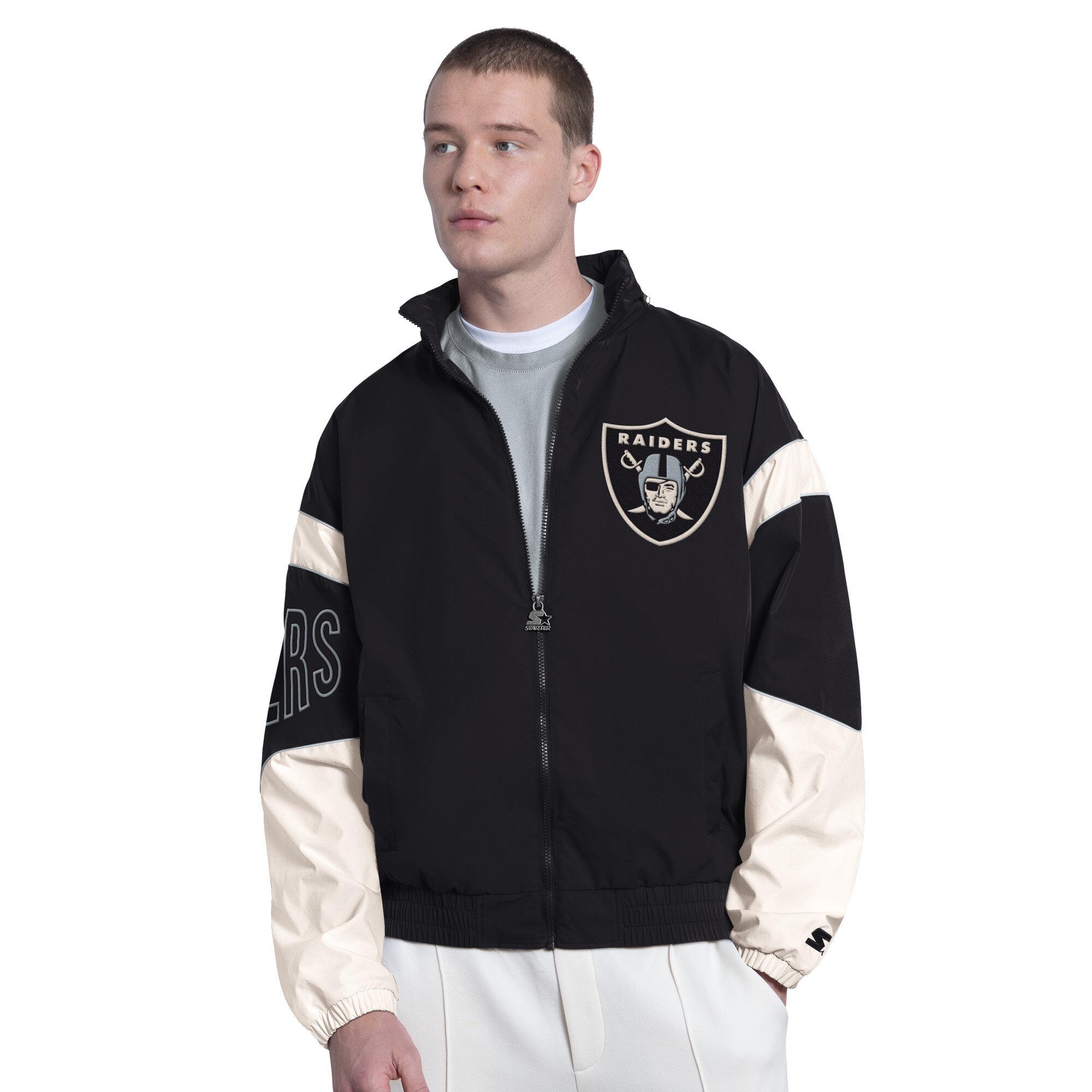 Men's Starter Black Las Vegas Raiders The Gust Full-Zip Hooded Jacket