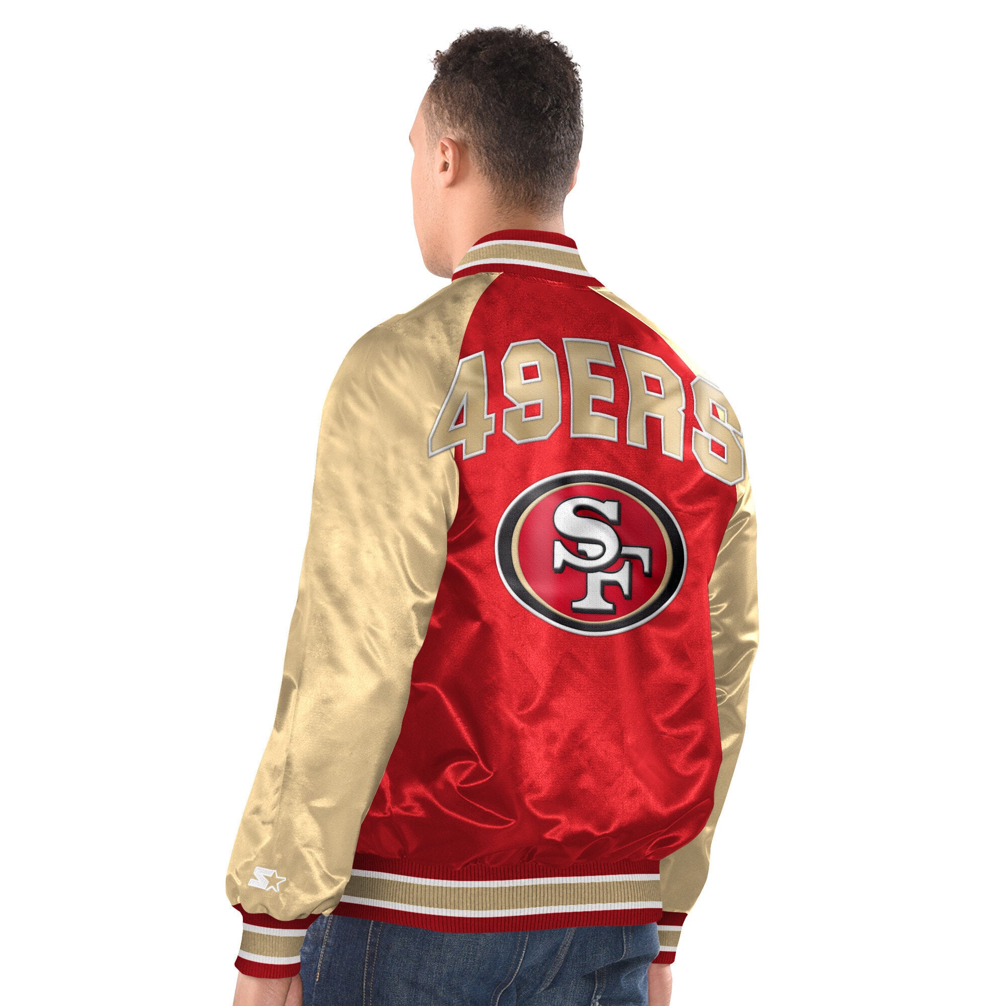 Men's Starter  Scarlet/Gold San Francisco 49ers Inductee Raglan Full-Snap Varsity Jacket