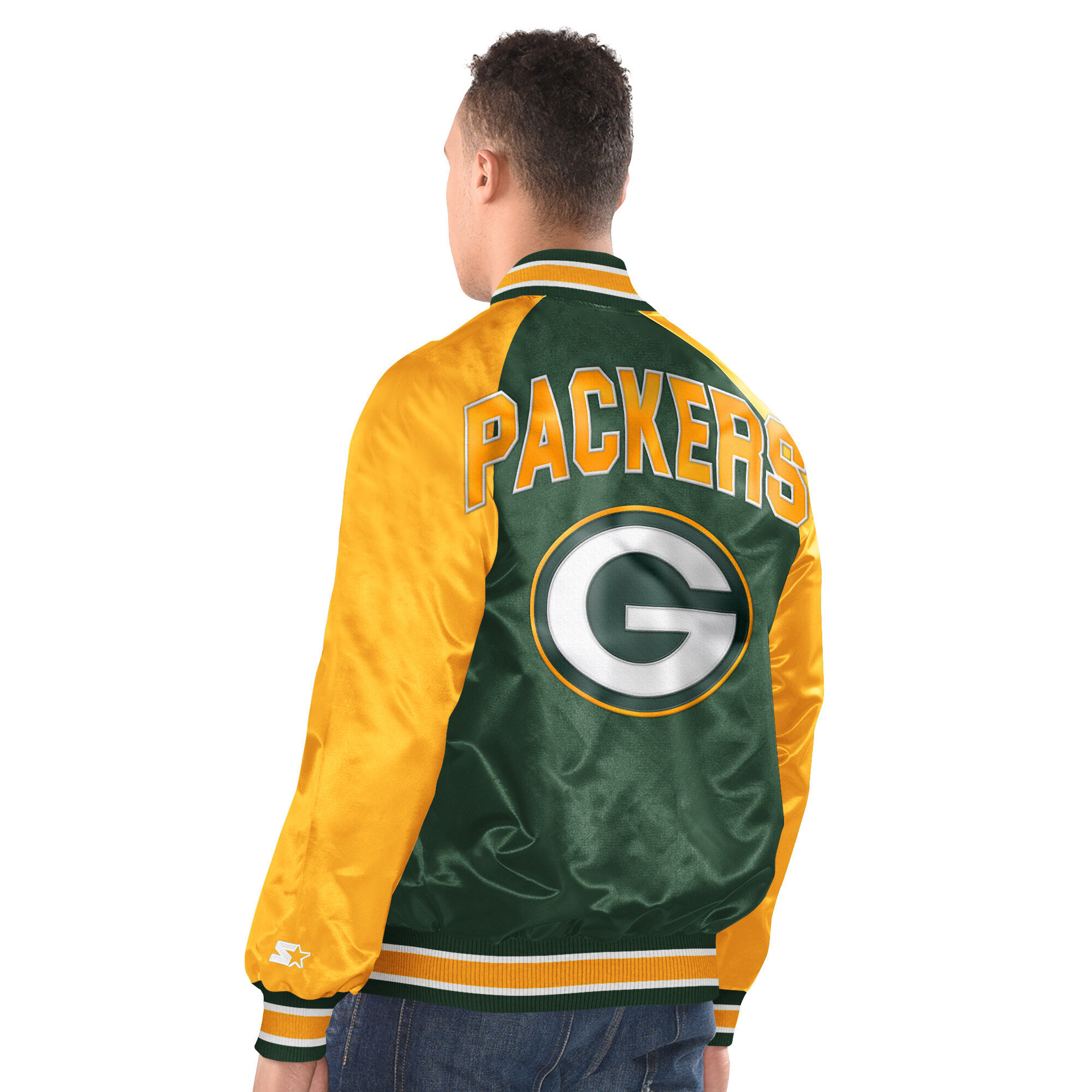 Men's Starter Green/Gold Green Bay Packers Inductee Raglan Full-Snap Varsity Jacket