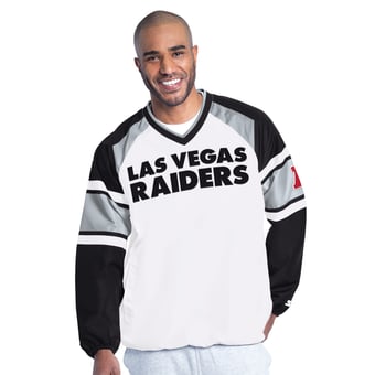 Men's Starter  White Las Vegas Raiders Infield Play Raglan Pullover Jacket