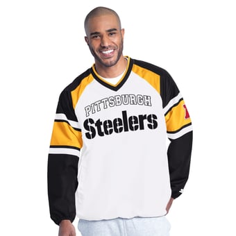 Men's Starter  White Pittsburgh Steelers Infield Play Raglan Pullover Jacket