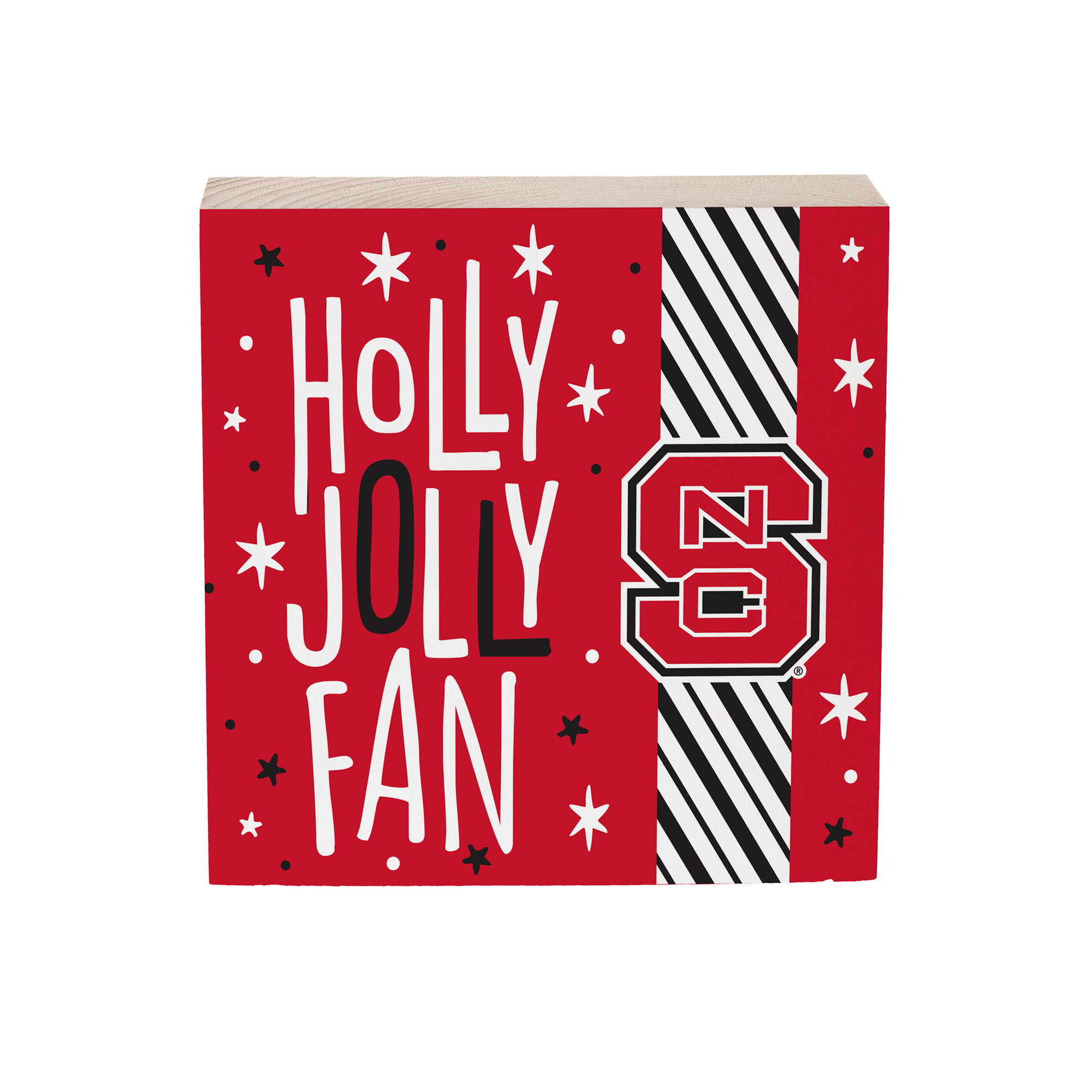 NC State Wolfpack 6" Holiday Wood Plock Shelf Sign