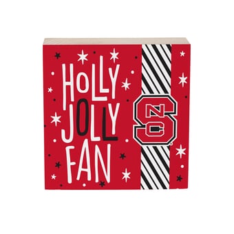 NC State Wolfpack 6" Holiday Wood Plock Shelf Sign