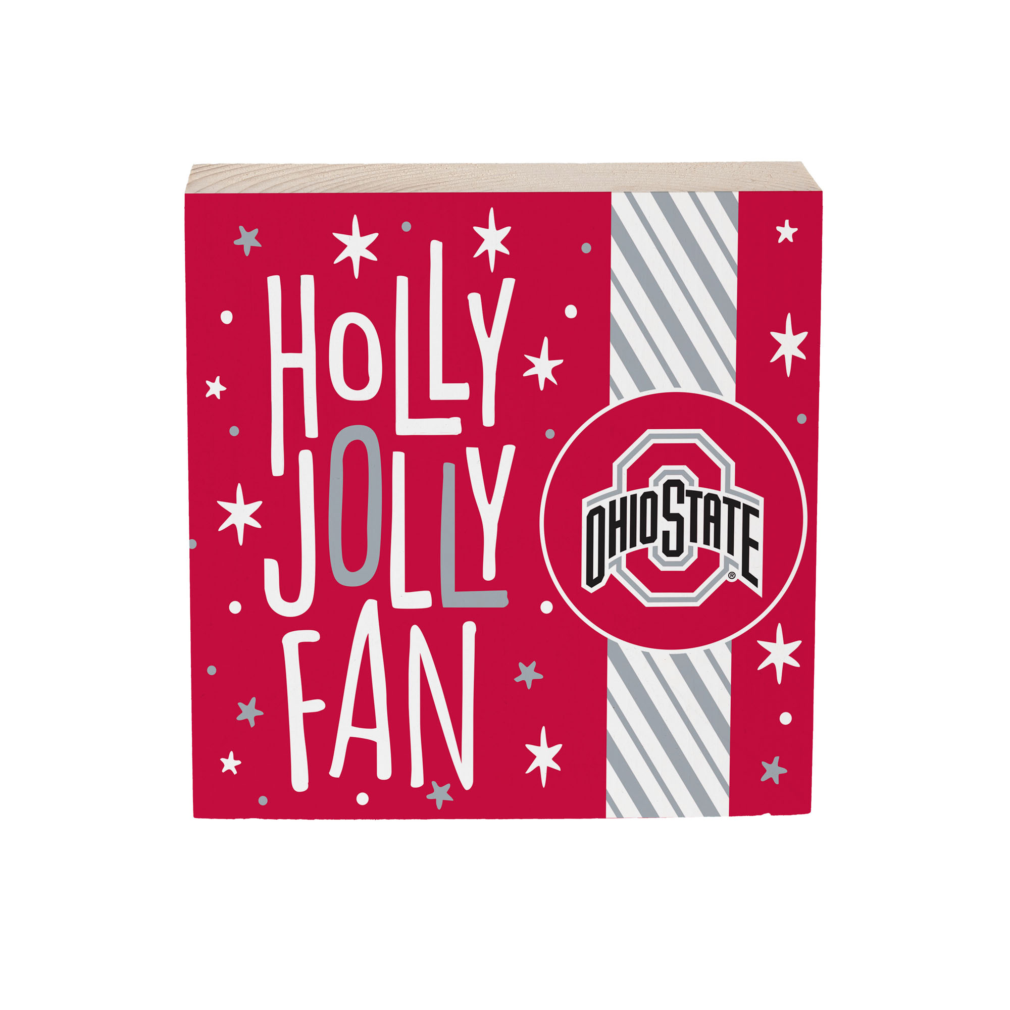 Ohio State Buckeyes 6" Holiday Wood Plock Shelf Sign