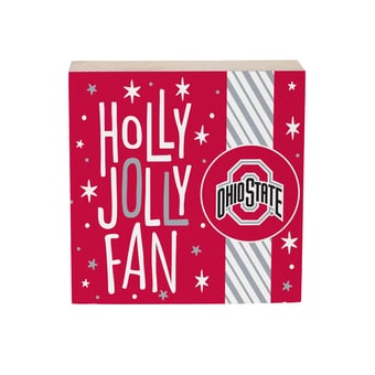 "Ohio State Buckeyes 6"" Holiday Wood Plock Shelf Sign"