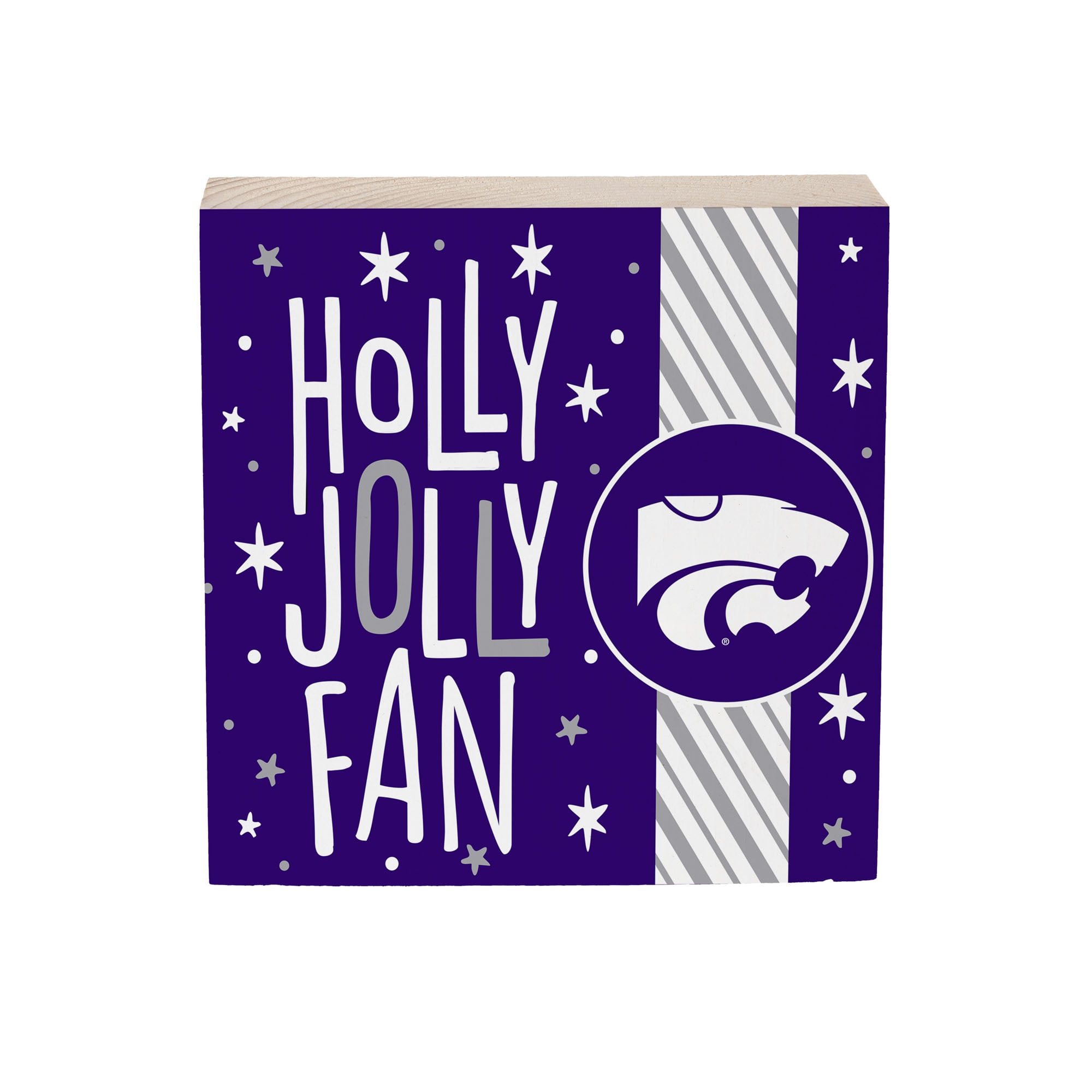 Kansas State Wildcats 6" Holiday Wood Plock Shelf Sign