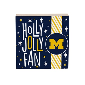 "Michigan Wolverines 6"" Holiday Wood Plock Shelf Sign"