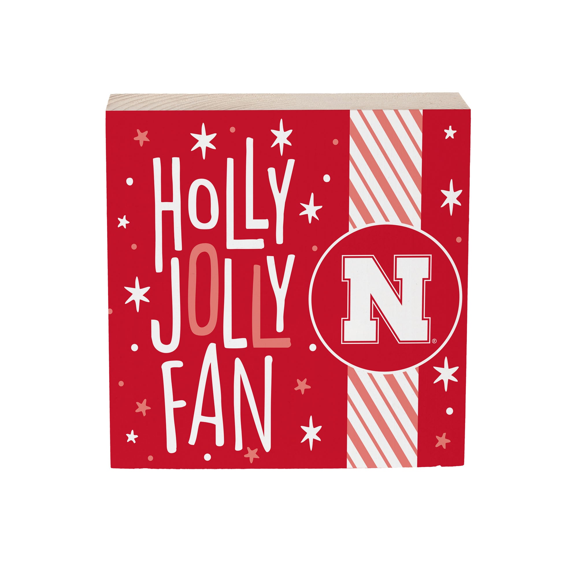 Nebraska Huskers 6" Holiday Wood Plock Shelf Sign
