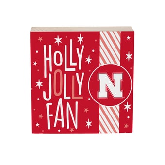 Nebraska Huskers 6" Holiday Wood Plock Shelf Sign