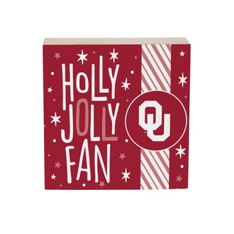 Oklahoma Sooners 6" Holiday Wood Plock Shelf Sign