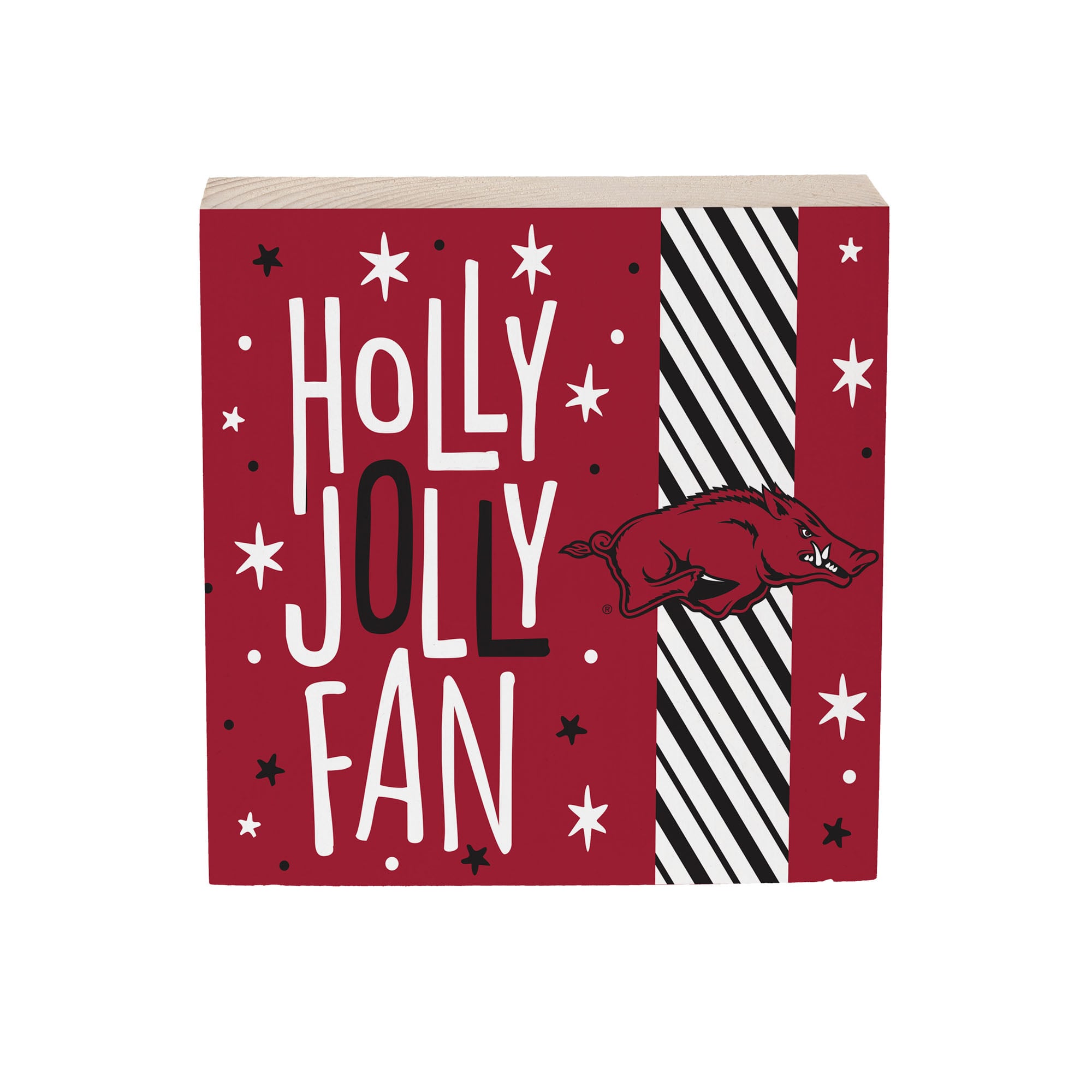 Arkansas Razorbacks 6" Holiday Wood Plock Shelf Sign