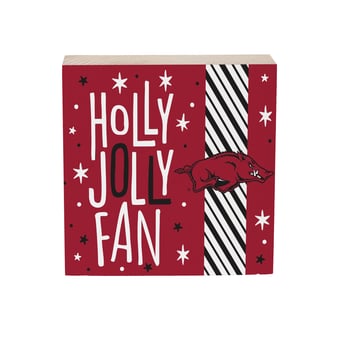 Arkansas Razorbacks 6" Holiday Wood Plock Shelf Sign
