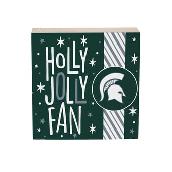 "Michigan State Spartans 6"" Holiday Wood Plock Shelf Sign"