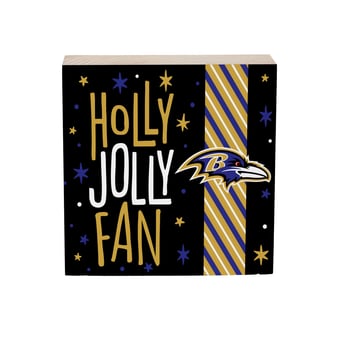 Baltimore Ravens 6" Holiday Wood Plock Shelf Sign