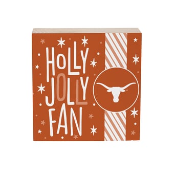 Texas Longhorns 6" Holiday Wood Plock Shelf Sign