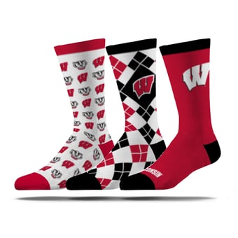 Unisex Strideline Wisconsin Badgers Business Knit Crew Socks Three-Pack Set