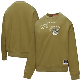 Women's Mitchell & Ness Hunter Green New York Rangers Fleece Sweatshirt