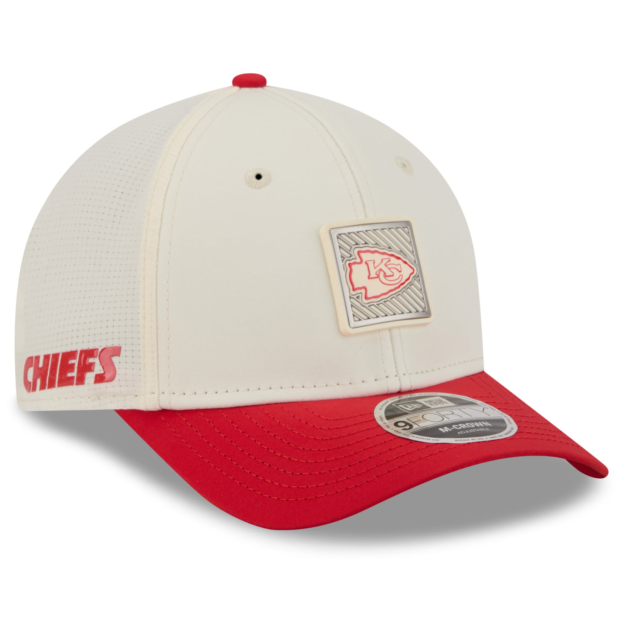 Youth New Era Cream/Red Kansas City Chiefs 2026 Training Camp 9FORTY M-Crown Adjustable Hat