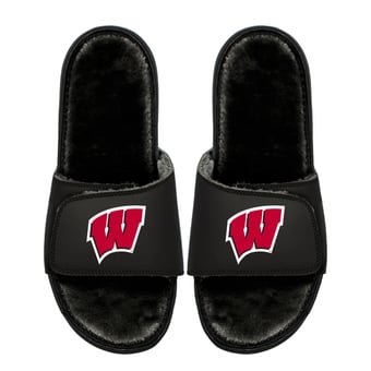 Youth ISlide  Wisconsin Badgers Logo Fur Slide Sandals