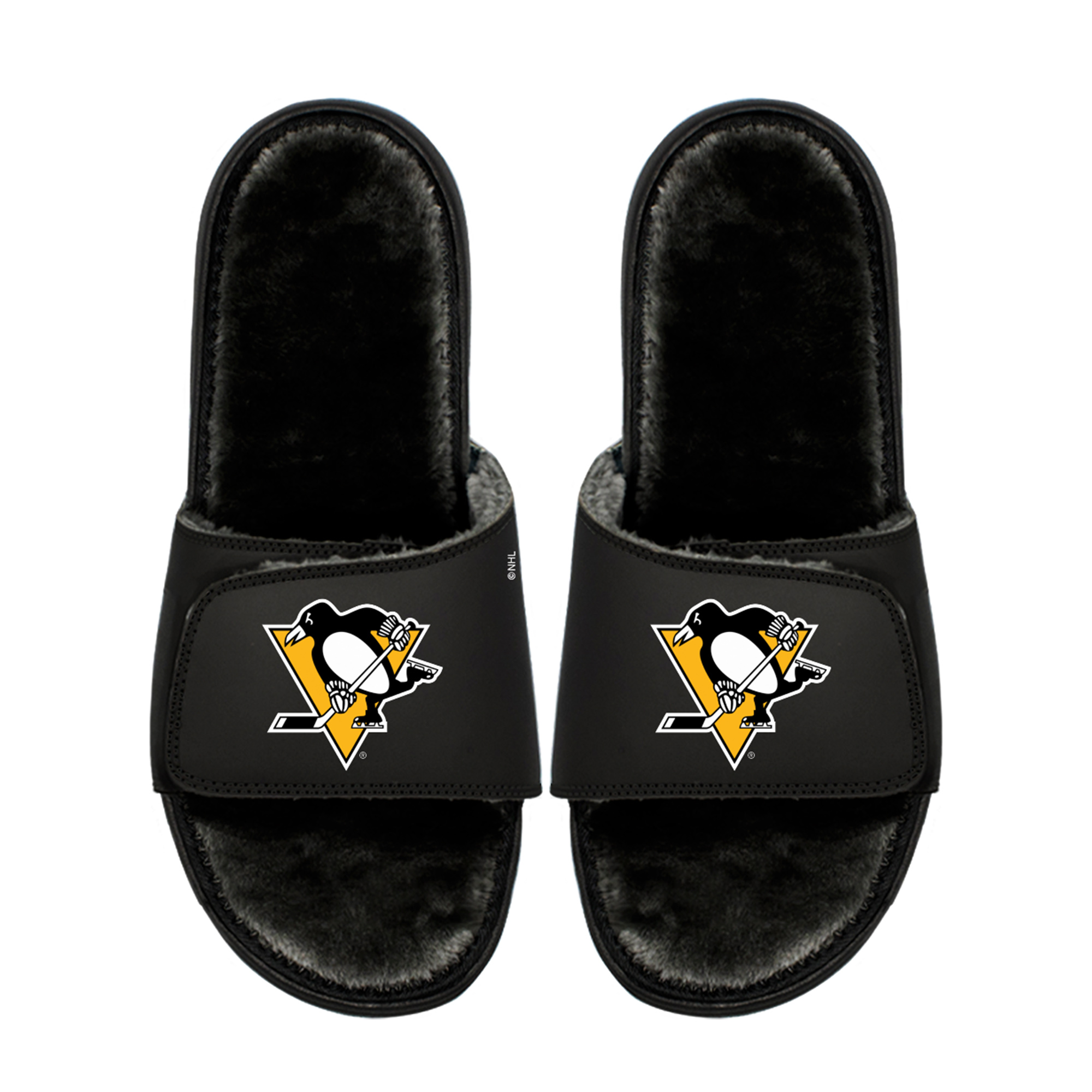 Youth ISlide Pittsburgh Penguins Logo Fur Slide Sandals Youth ISlide Pittsburgh Penguins Logo Fur Slide Sandals