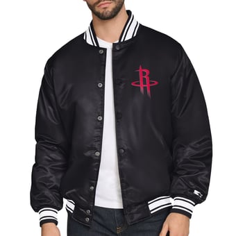 Men's Starter  Black Houston Rockets Triangle Full-Snap Varsity Jacket