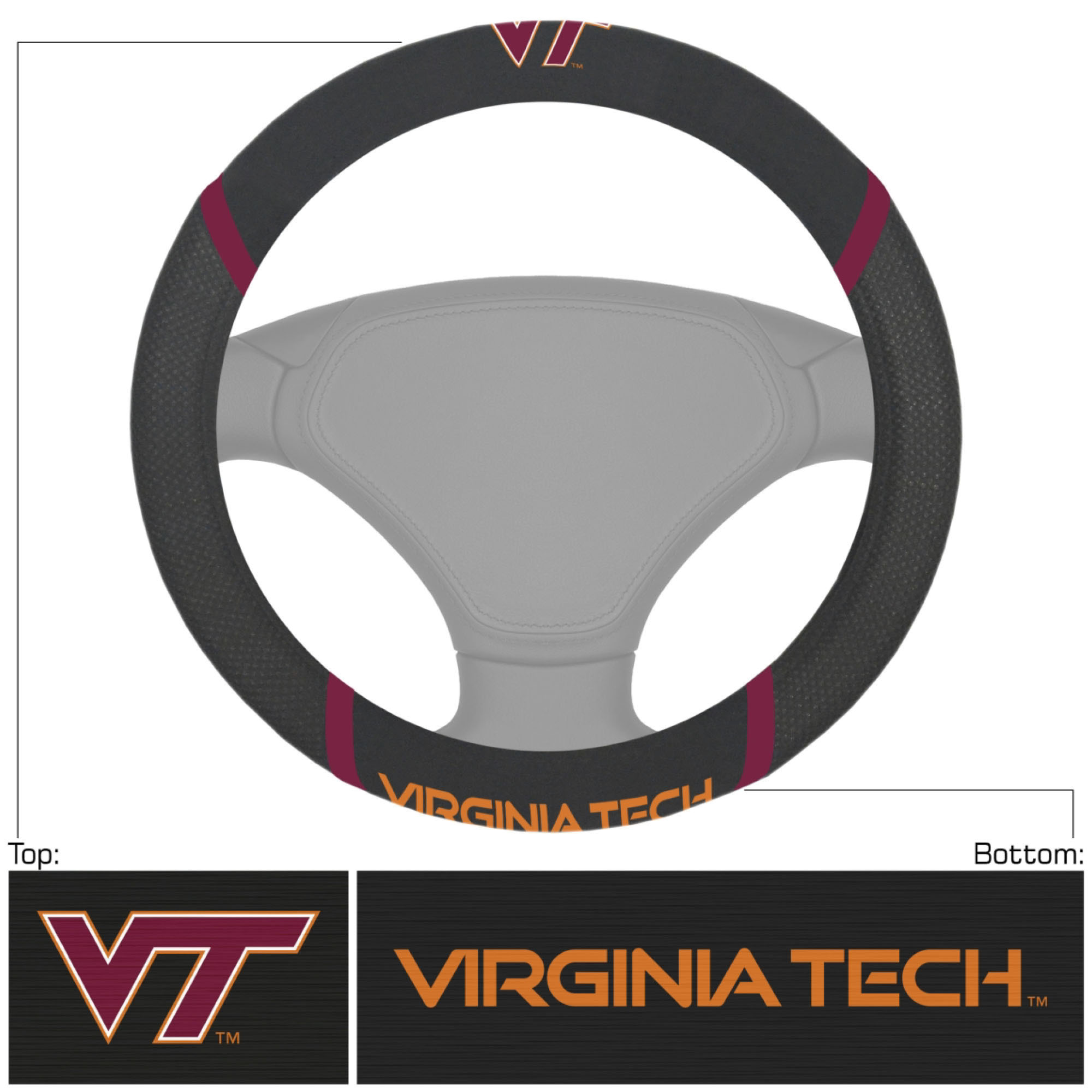 Logo Brands Virginia Tech Hokies Steering Wheel Cover
