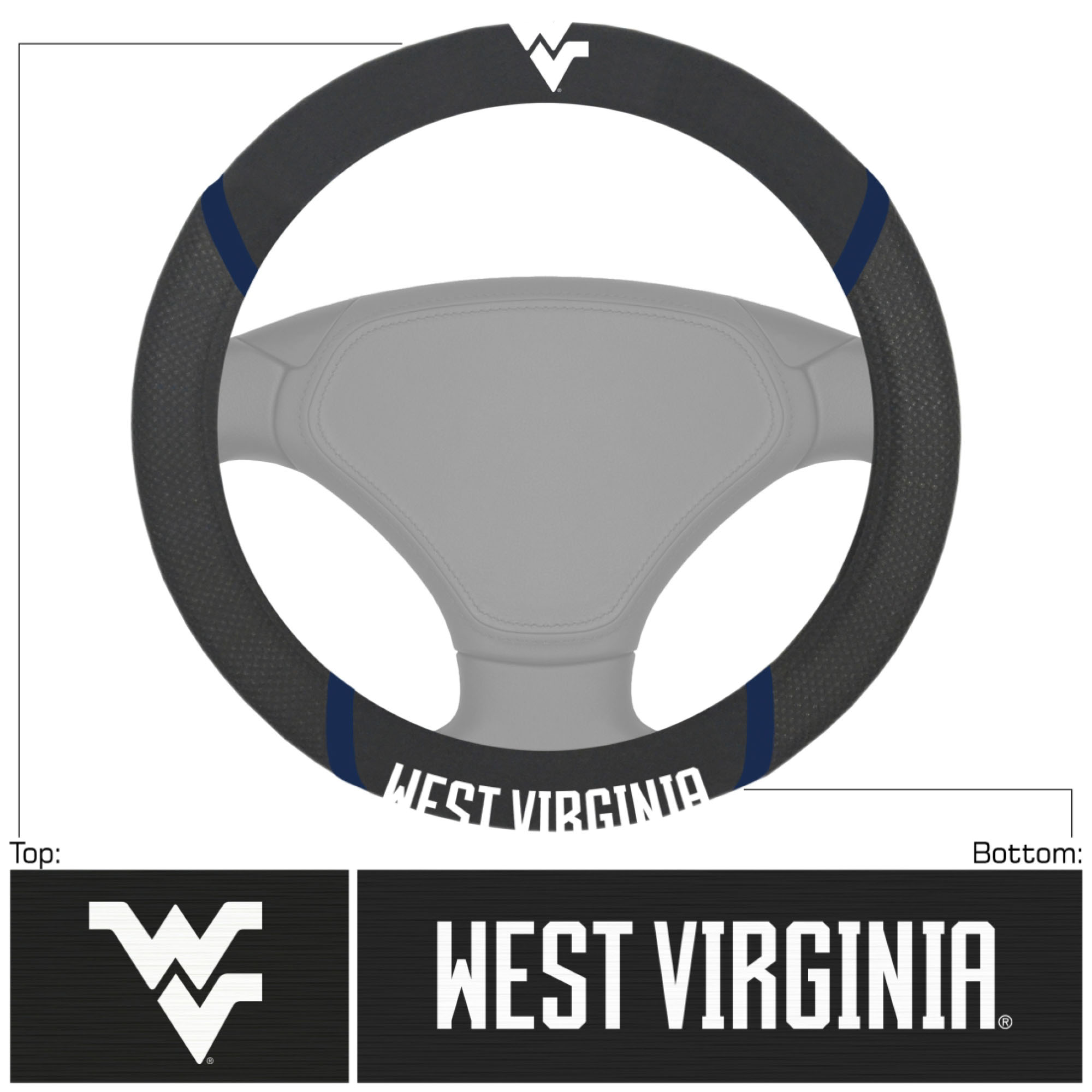 Logo Brands West Virginia Mountaineers Steering Wheel Cover