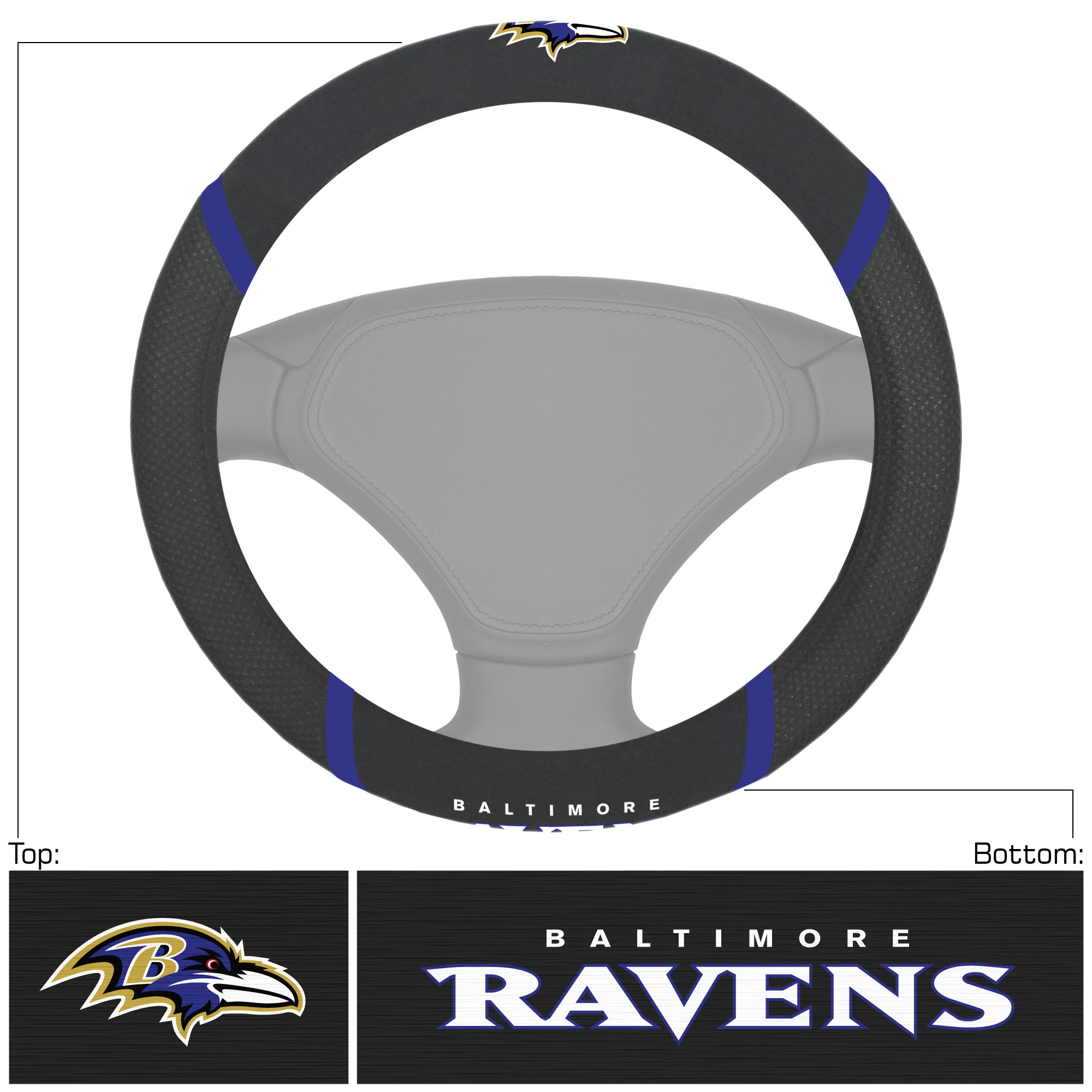 Logo Brands Baltimore Ravens Steering Wheel Cover