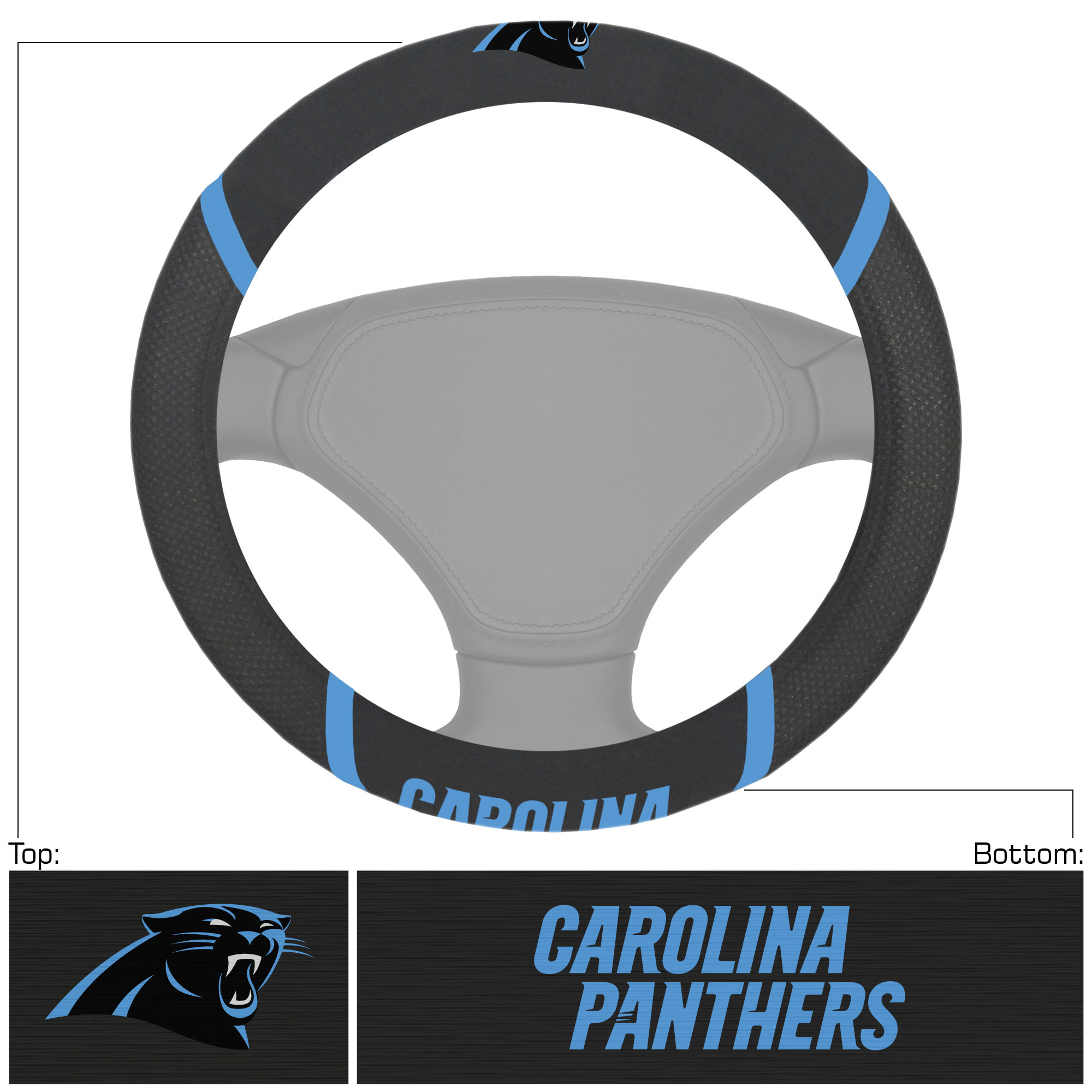 Logo Brands Carolina Panthers Steering Wheel Cover