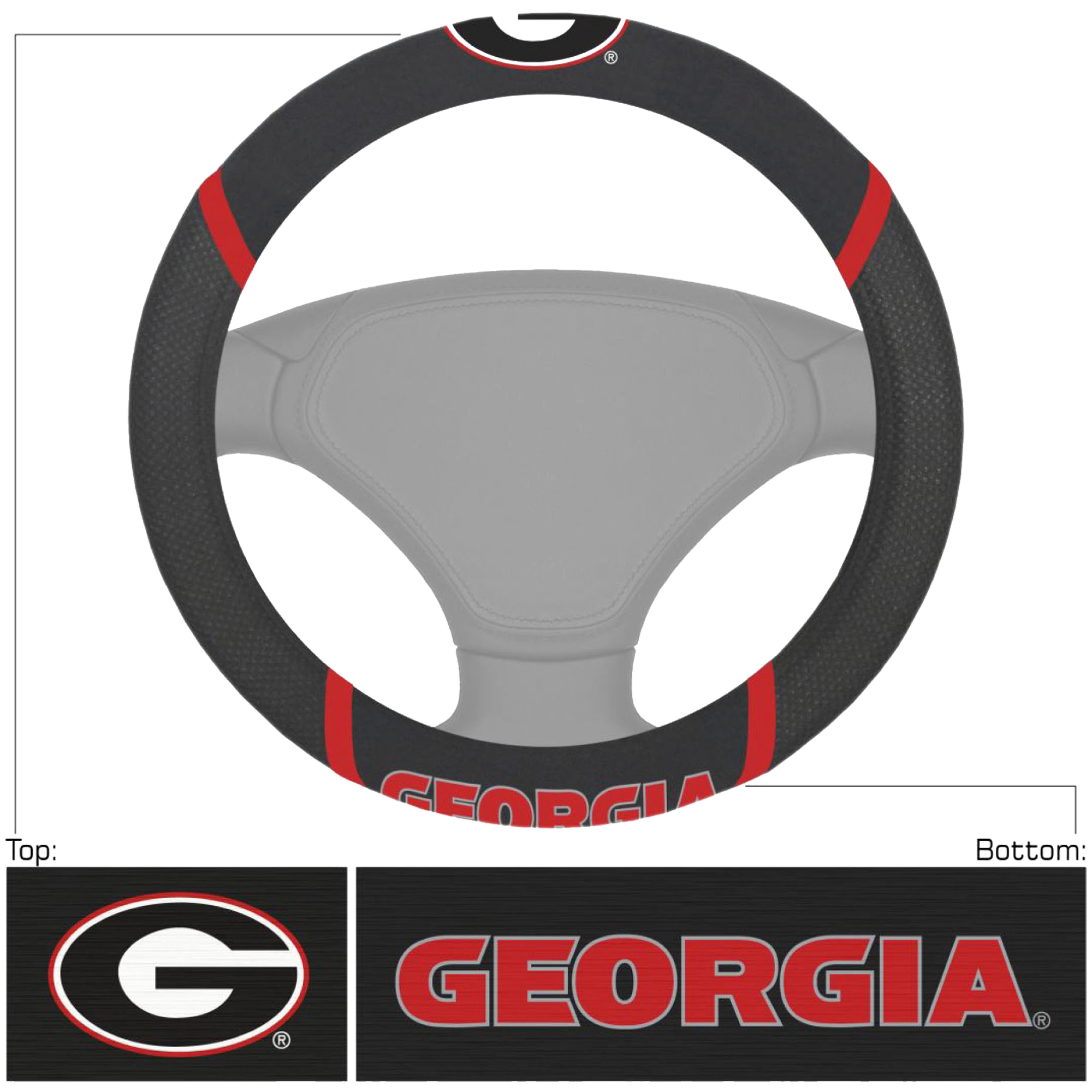 Logo Brands Georgia Bulldogs Steering Wheel Cover