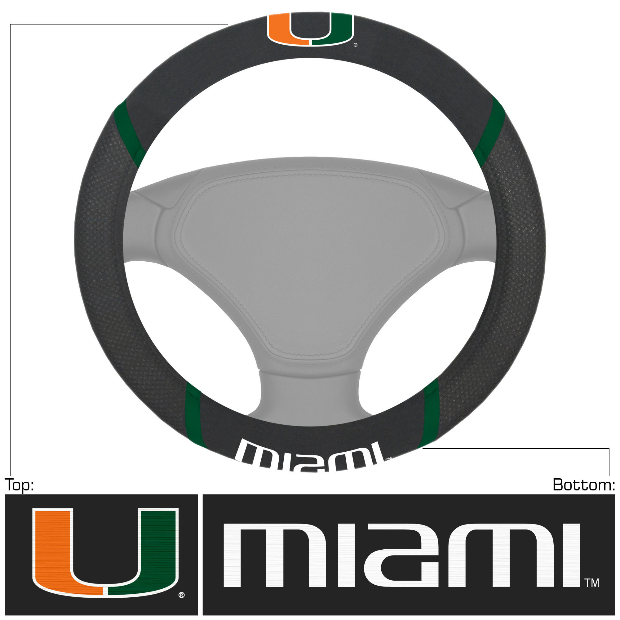 Logo Brands Miami Hurricanes Steering Wheel Cover