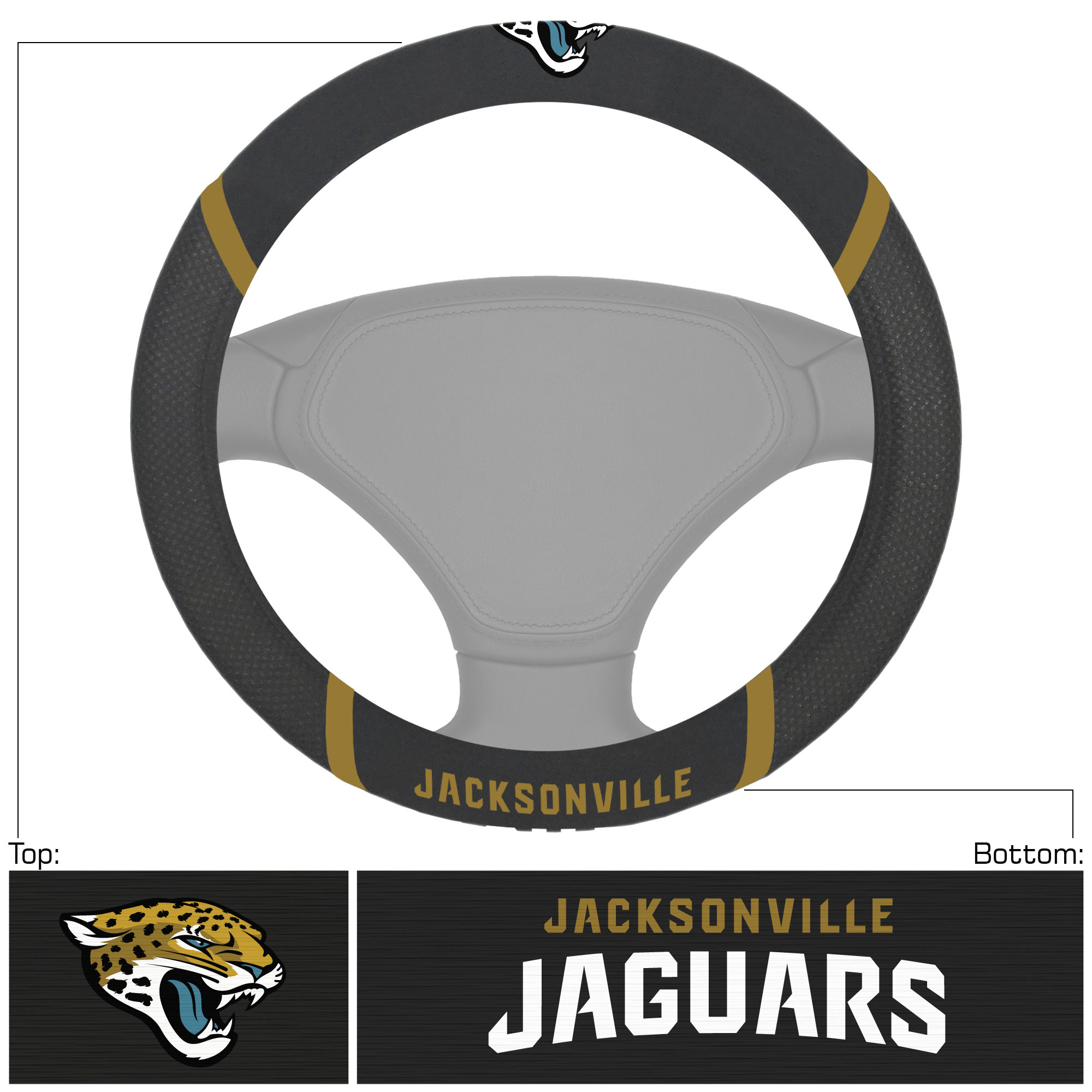 Logo Brands Jacksonville Jaguars Steering Wheel Cover