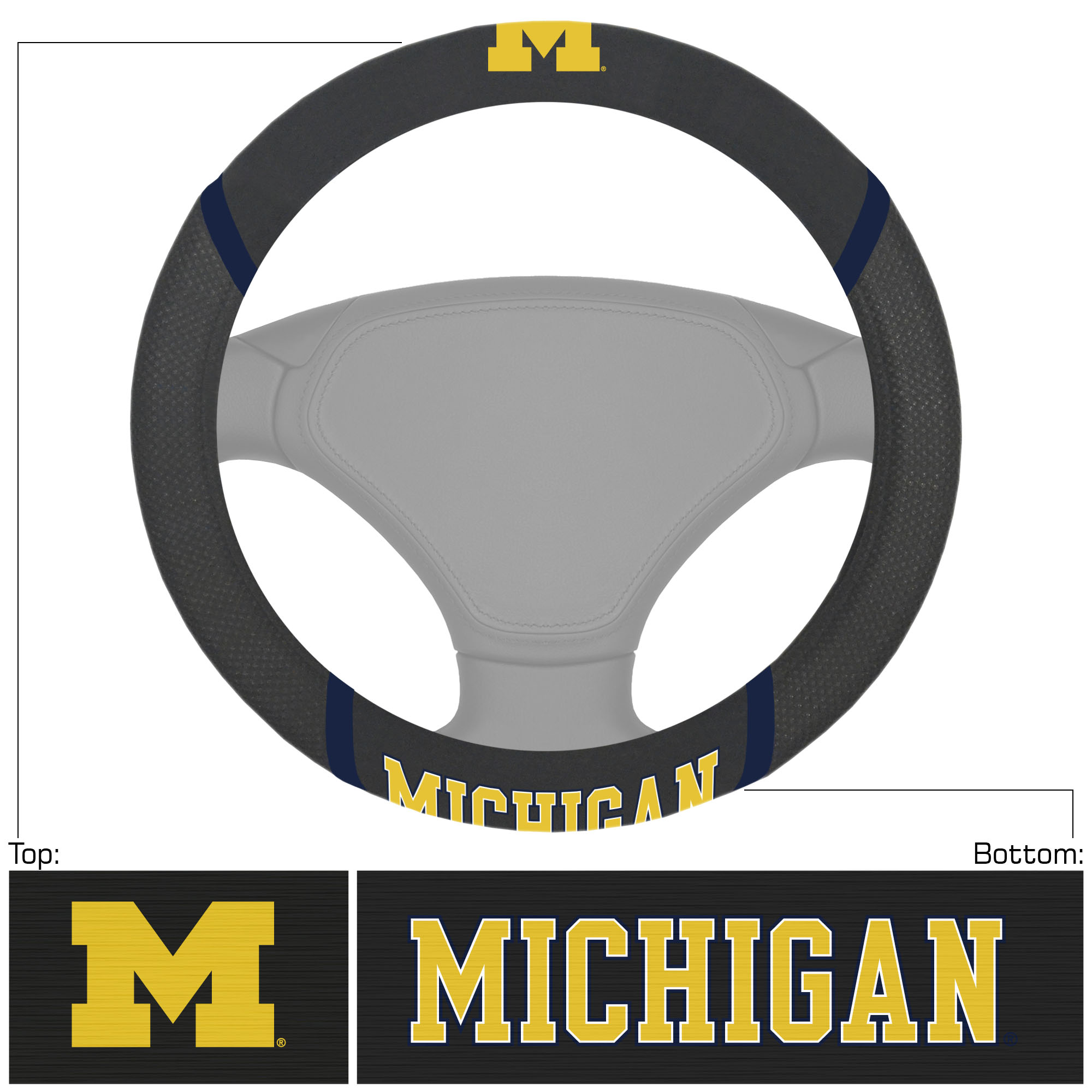 Logo Brands Michigan Wolverines Steering Wheel Cover