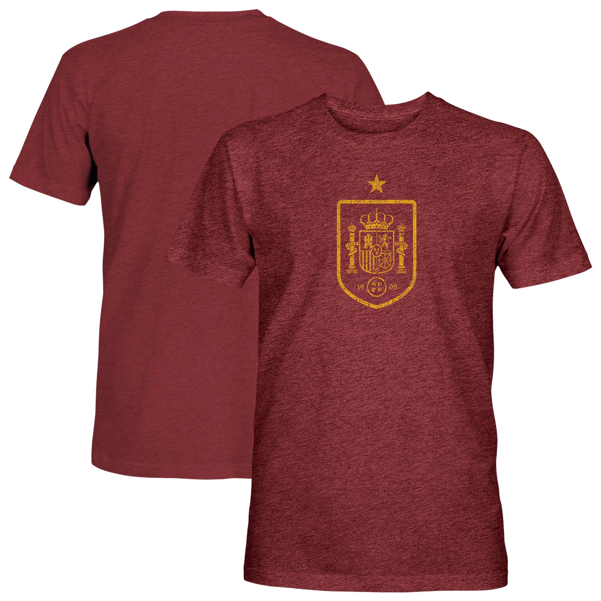 Men's 1863FC Maroon Spain National Team Mono Badge Vintage Tri-Blend T-Shirt