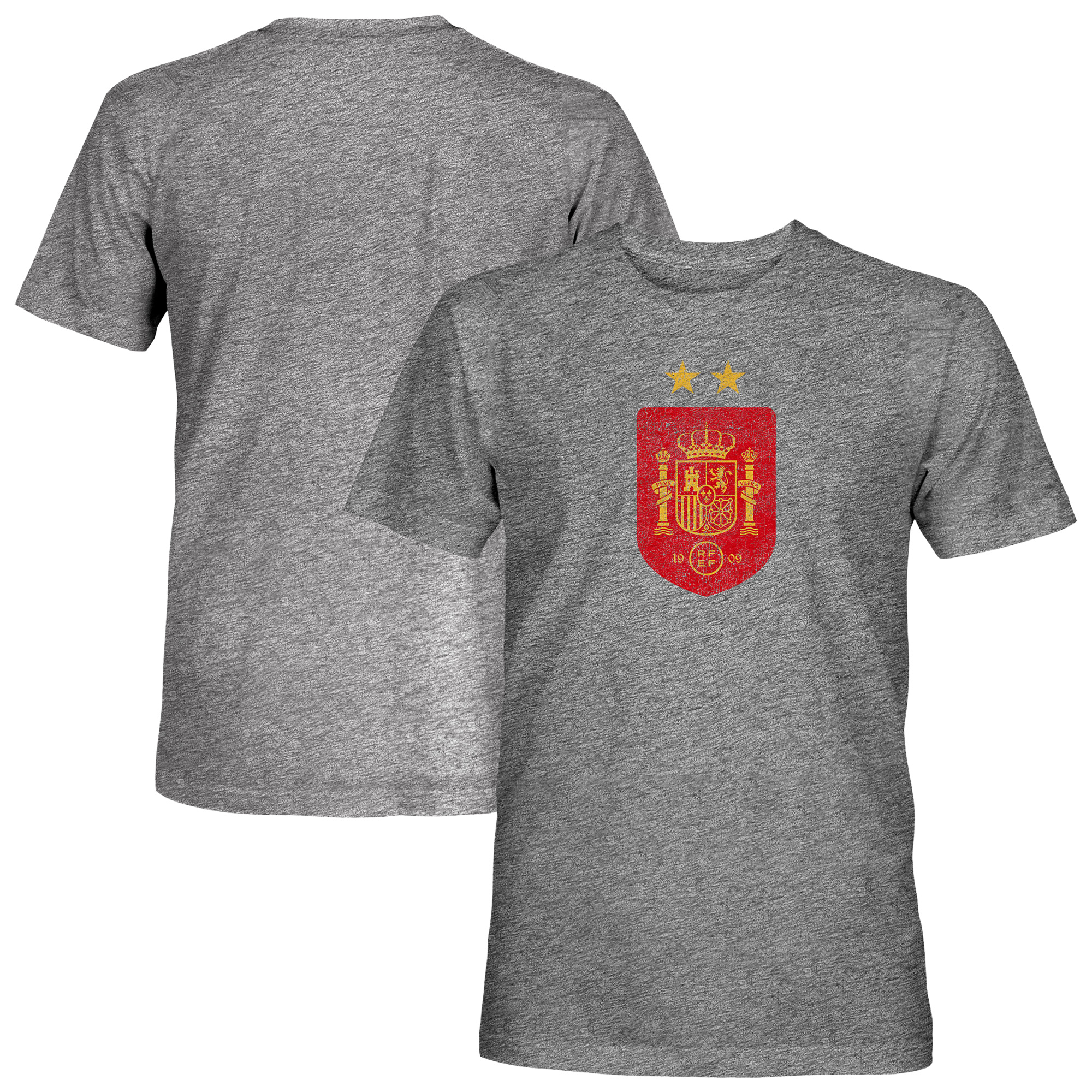 Men's 1863FC  Gray Spain National Team Color Badge Vintage Tri-Blend T-Shirt
