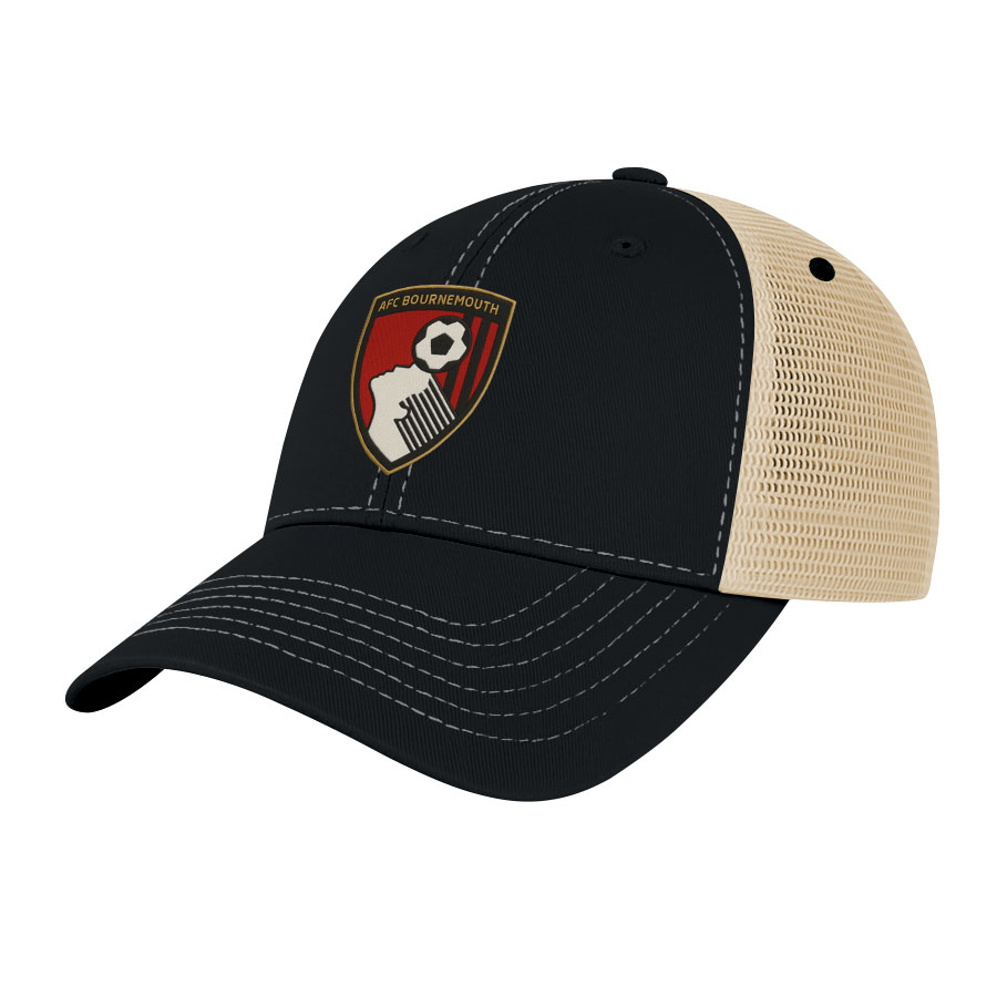 Men's 1863FC Black AFC Bournemouth Color Badge Vintage Adjustable Trucker Hat