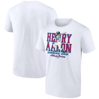 Men's Hank Aaron White Atlanta Braves Cooperstown Player T-Shirt