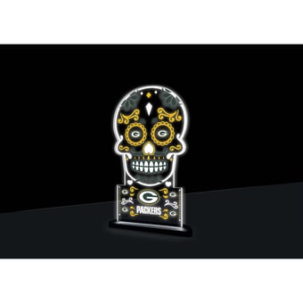 Green Bay Packers 10" LED Tabletop Sugar Skull Halloween Desklite Sign