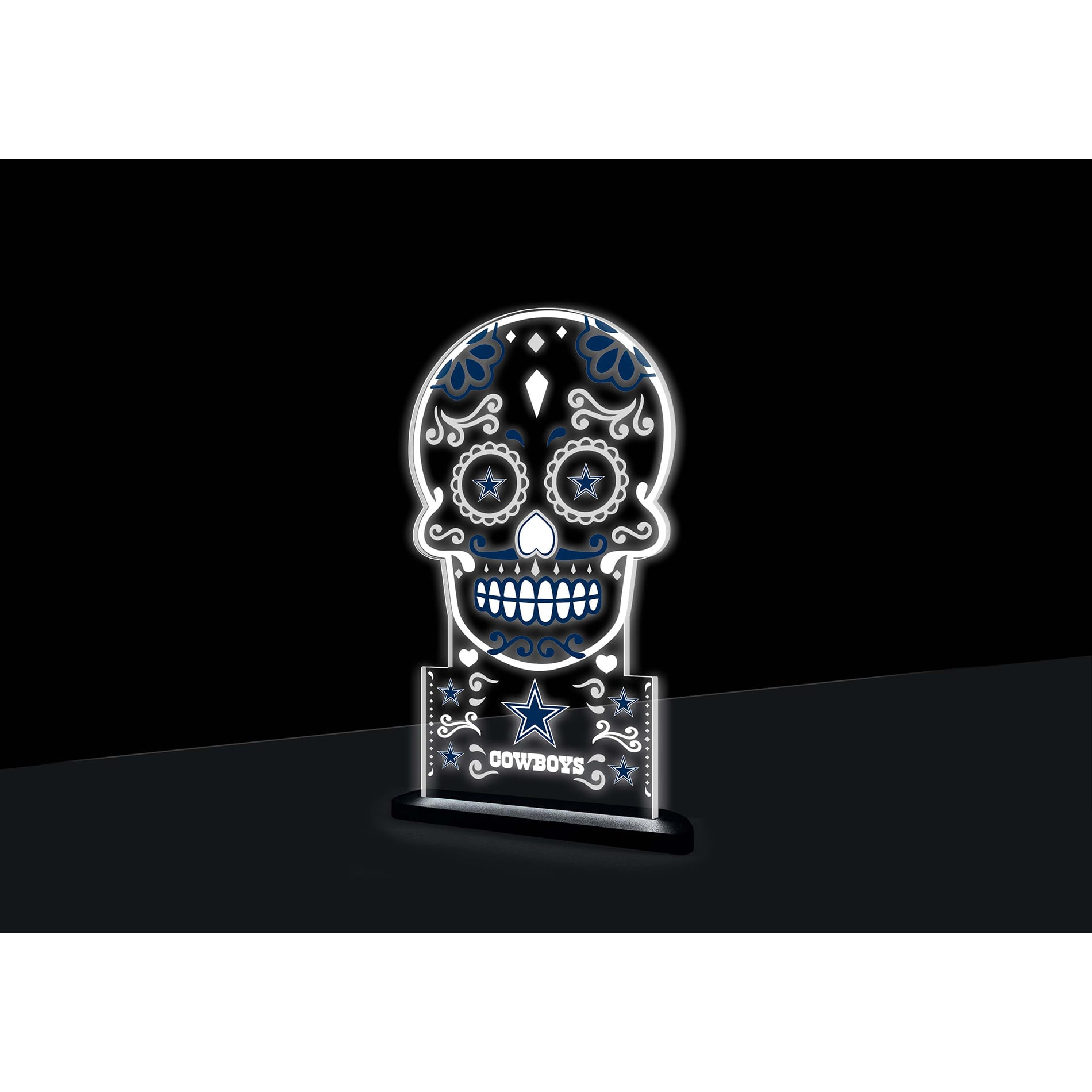 Dallas Cowboys 10" LED Tabletop Sugar Skull Halloween Desklite Sign