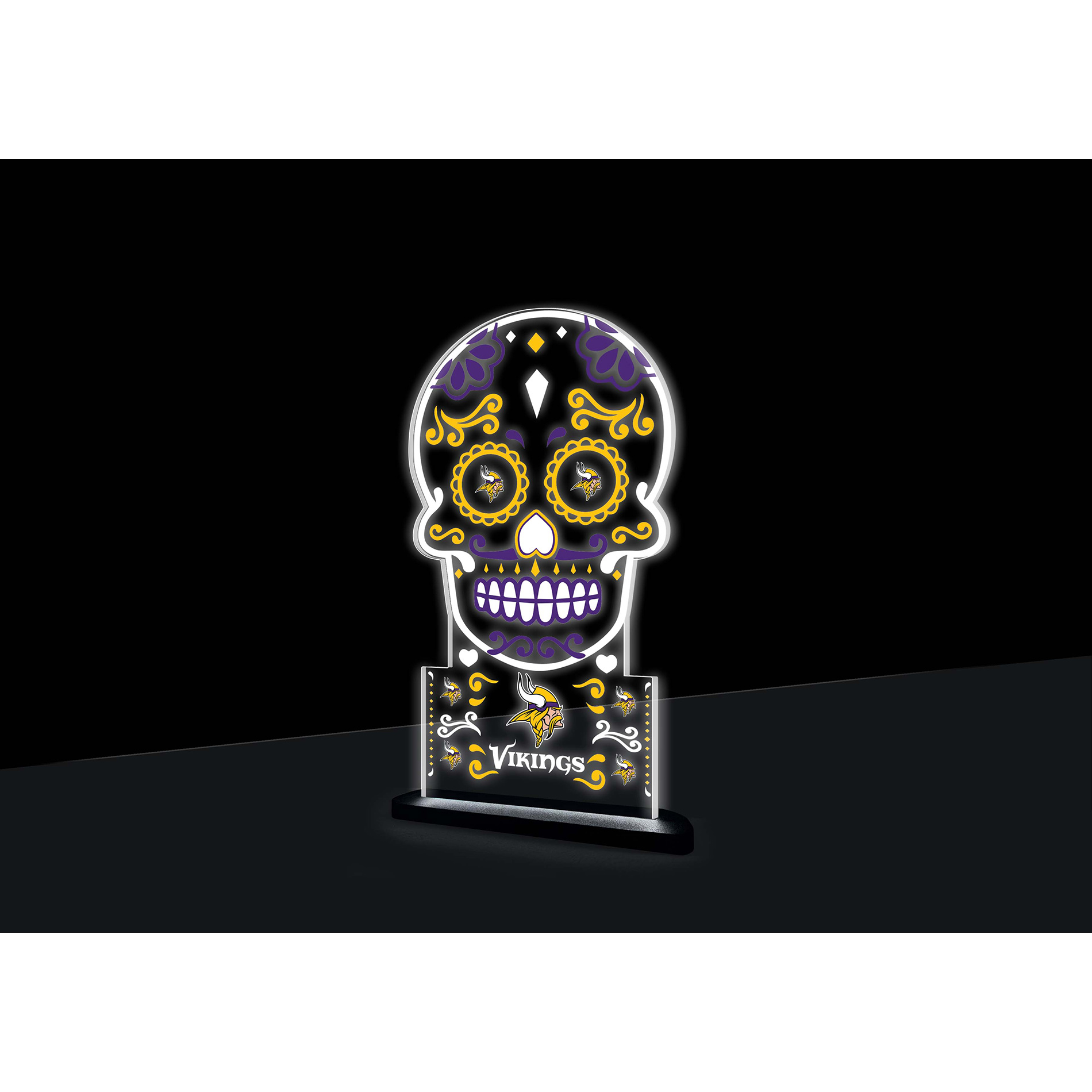 Minnesota Vikings 10" LED Tabletop Sugar Skull Halloween Desklite Sign