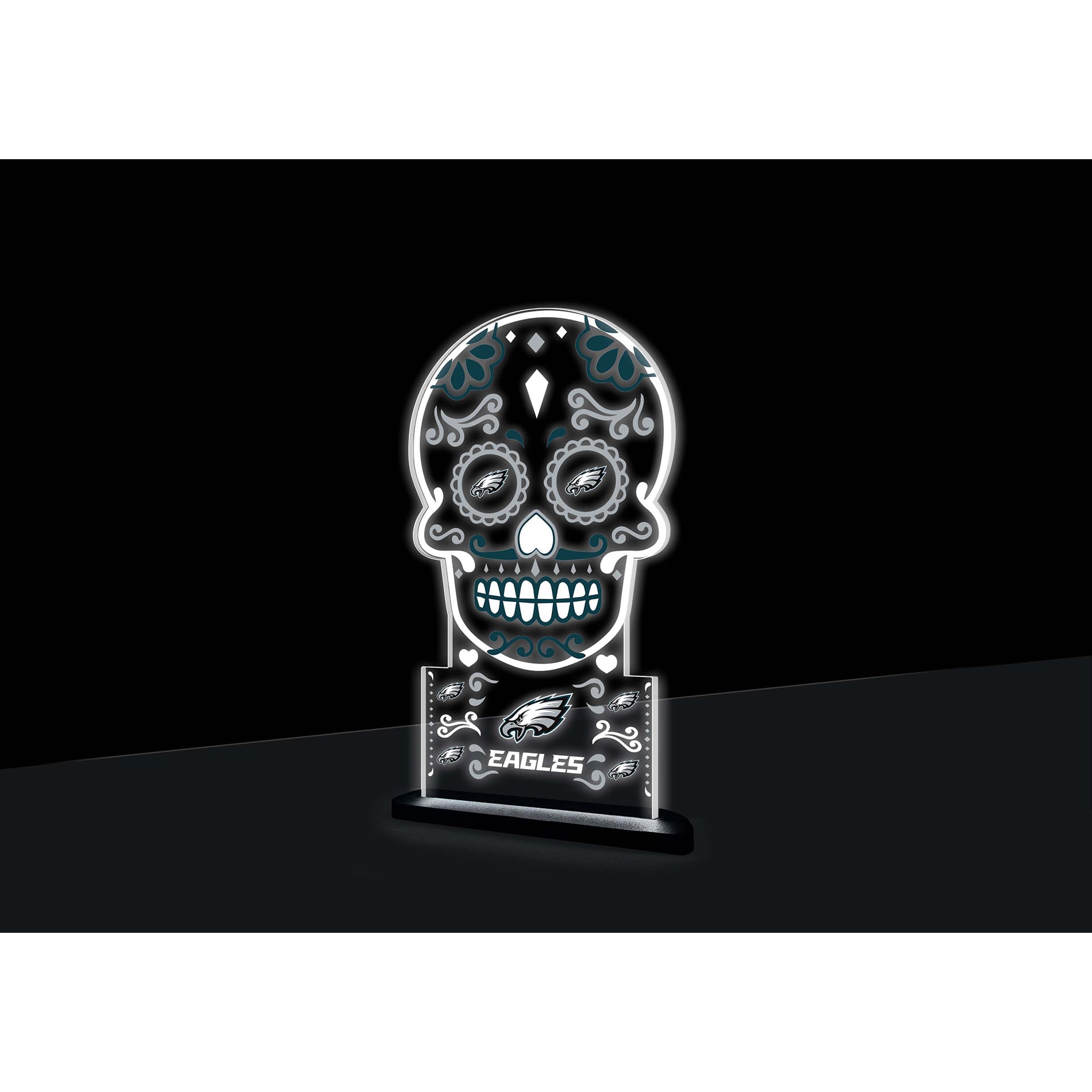 Philadelphia Eagles 10" LED Tabletop Sugar Skull Halloween Desklite Sign