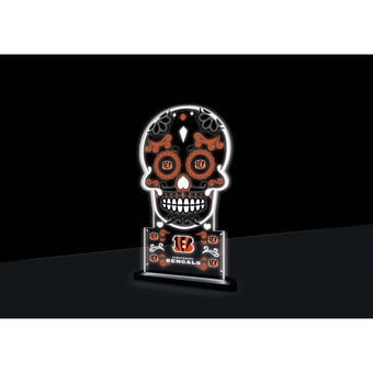 Cincinnati Bengals 10" LED Tabletop Sugar Skull Halloween Desklite Sign