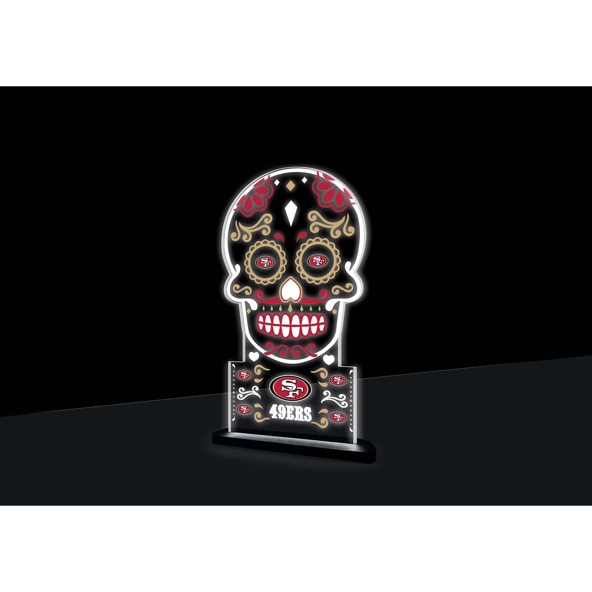 San Francisco 49ers 10" LED Tabletop Sugar Skull Halloween Desklite Sign