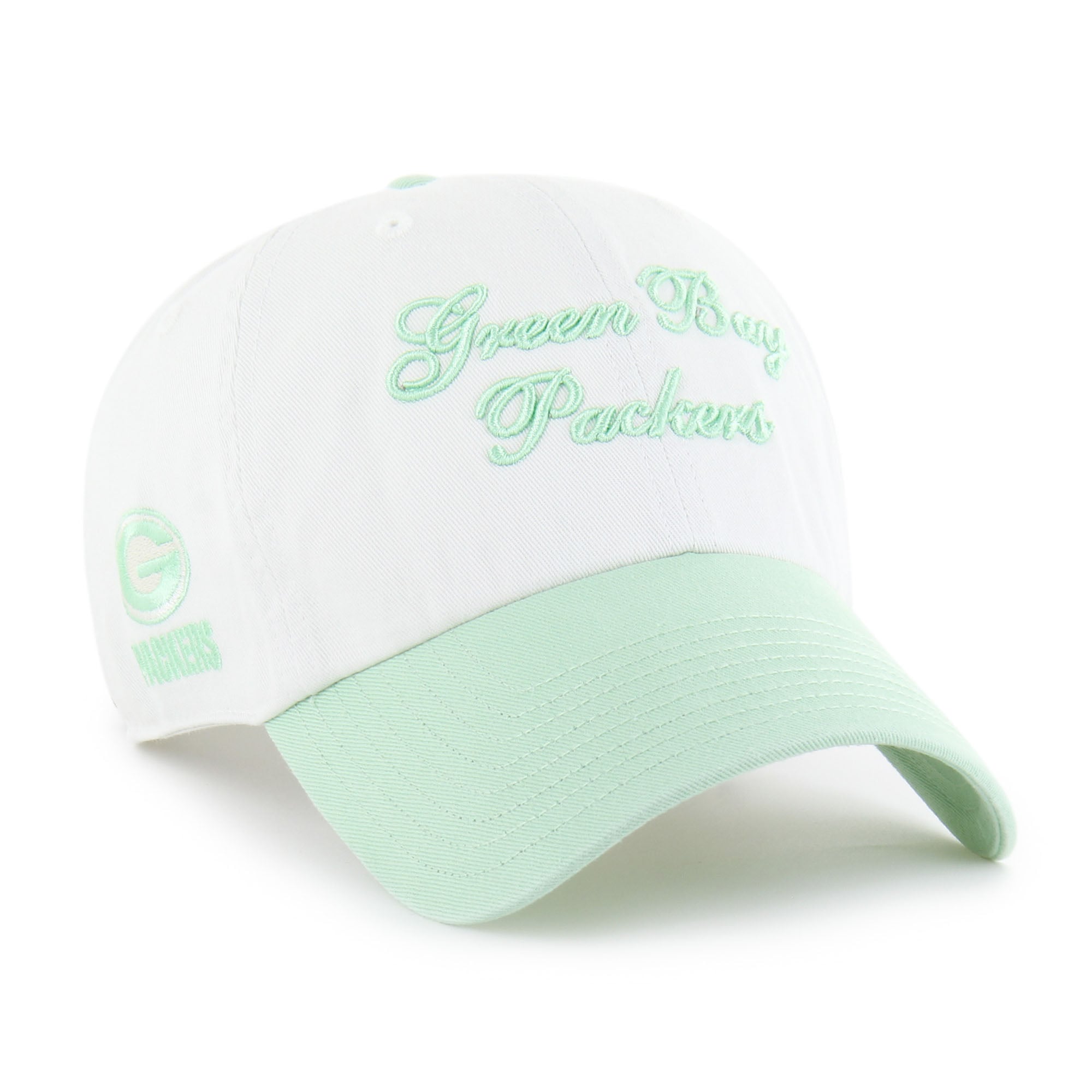 Women's '47  White Green Bay Packers Gelato Two-Tone Clean Up Adjustable Hat