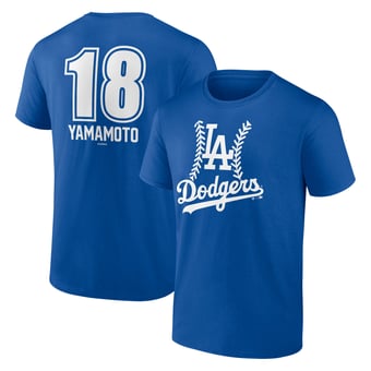 Men's Yoshinobu Yamamoto Royal Los Angeles Dodgers Fastball Player Name & Number T-Shirt